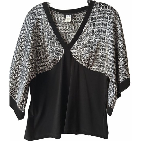 Studio 1940 Black and White Top Blouse Size XL - Picture 2 of 8